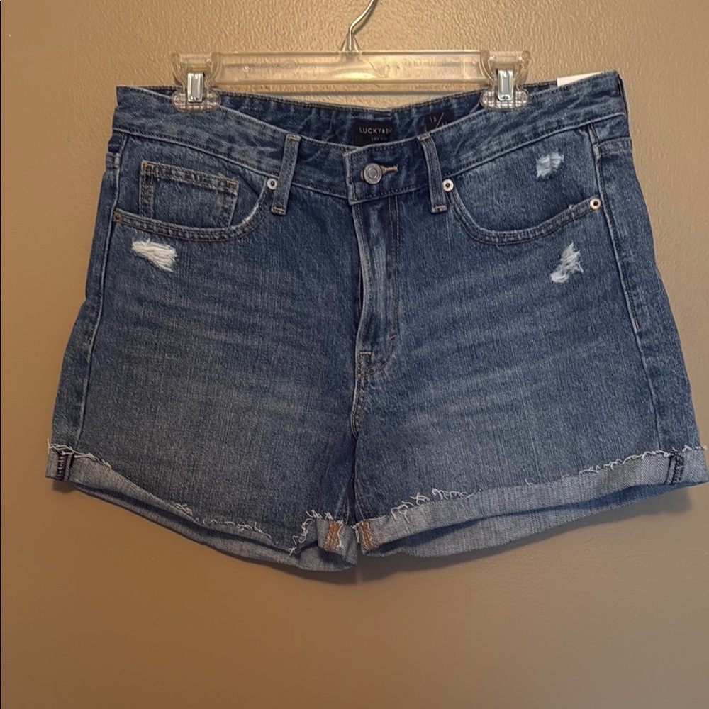 Lucky Brand Blue Distressed Jean Shorts Relaxed Fit